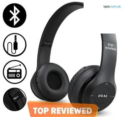 Wireless Headphones, P47 Bluetooth Foldable Headset with Microphone Support FM Radio TF for PC TV Smart Phones & Tablets Etc