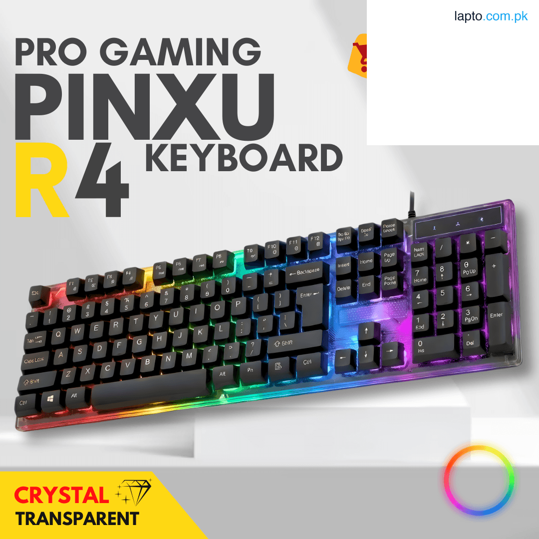 【Transparent】RGB Gaming Keyboard with Crystal Casing Mechanical Feel Wired LED Backlit Keyboard for PC, Laptop - Water Proof & Floating Keycaps Design Vibrant RGB Rainbow Light 104 Key Layout