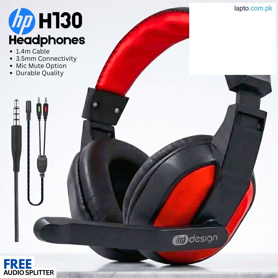 H130 Gaming Headphones - Over-Ear Stereo Sound Headset with 360° Adjustable Noise Reducing Microphone for PC, Laptop, Mobile, PS4, Xbox - 3.5mm Wired Plug - Red & Black - By FunBug