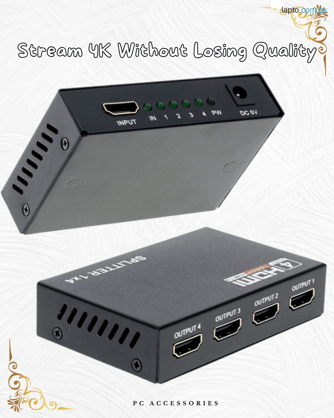HDMI Splitter 1×4 – 4K & 1080P Full HD Output Hub for TV, PC, and Media Devices