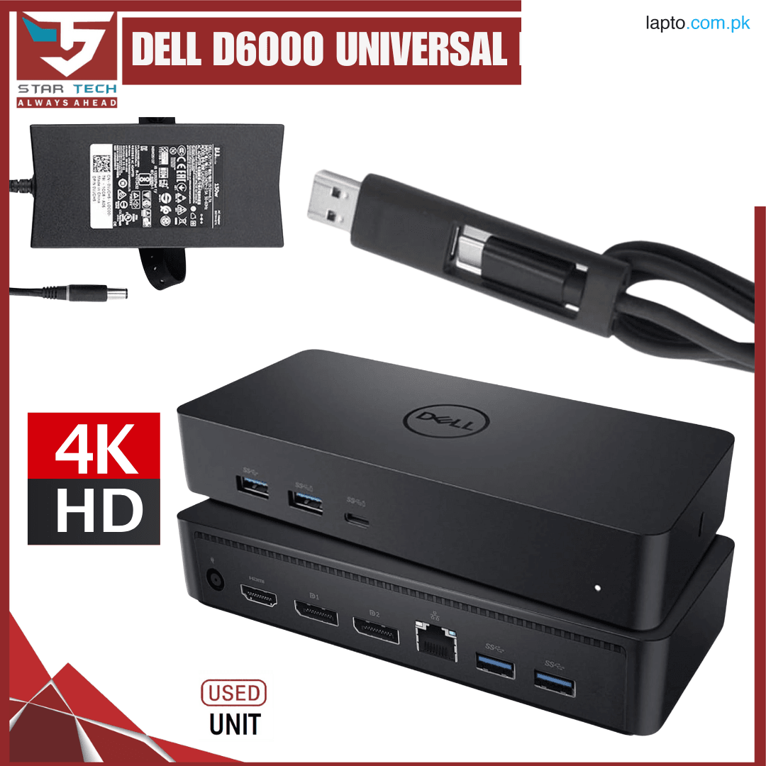 D6000 Universal Docking Station, USB 3.0 and USB C Single 5K or Triple 4K Display Docking Station with Two DisplayPort and HDMI for Windows and Mac (BRANDED USED)