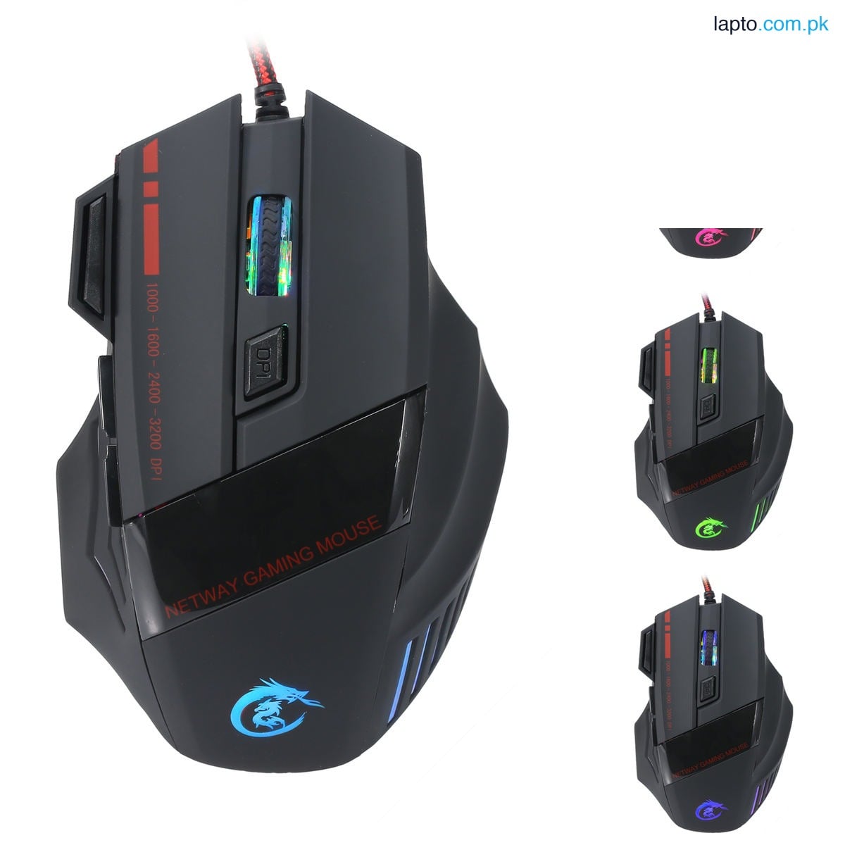 T6 7-Buttons RGB Gaming Mouse for PC – Mechanical Feel, 3600 DPI, Noiseless Clicks, USB Mouse for PC & Laptop