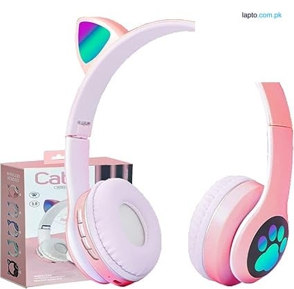 Zayraz Viv-23M Cute Cat Ear Wireless Bluetooth Headphone Wireless Stereo LED Light Children Gaming Headset Stylish, Comfortable & Perfect for Laptop Use lighting headphone