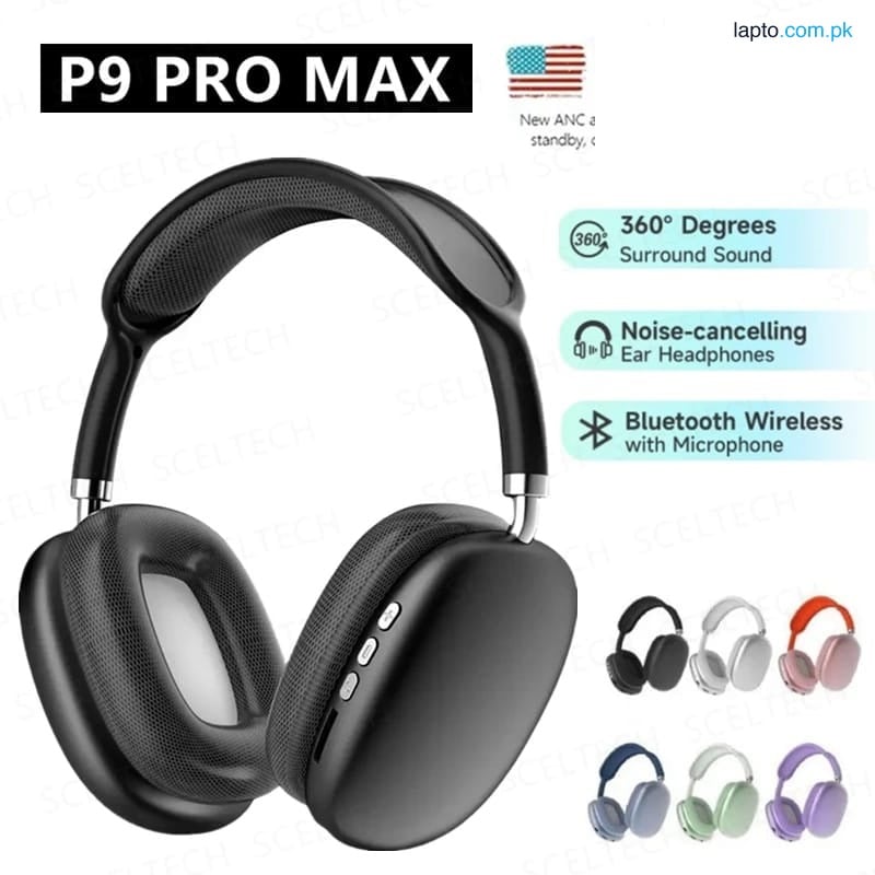 P9 Pro Max Wireless Bluetooth Headphones with ANC & 360° Surround Sound