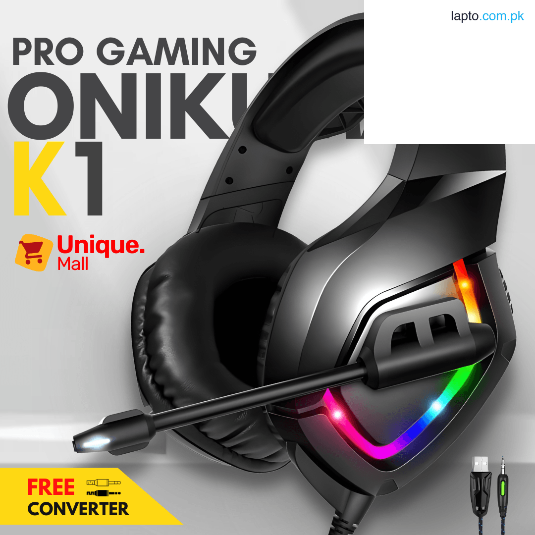 RGB Gaming Headset with Noise Cancelling Microphone + FREE Converter 3D Surround Bass Over-Ear Wired Headphones for PS5, PS4, Xbox, PC & Mobile 50mm Drivers & Soft Protein Earmuffs LED Gaming Gear.