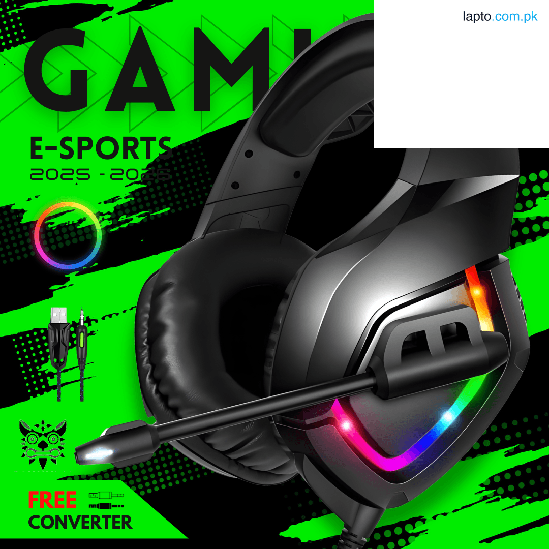 RGB Stereo Gaming Headset with Powerful Bass & Noise Isolation Mic | 50mm Driver Over-Ear Wired Headphones, LED Lights, Soft Cushions & Free Converter for PC, Laptop, PS4, PS5, Xbox & Mobile Gaming Accessories