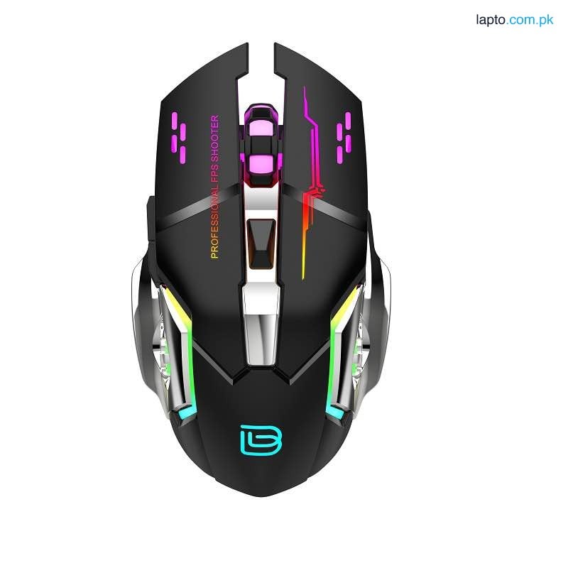Wireless Rechargeable Gaming Mouse 6D RGB lights Adjustable DPI 1-2 Weeks Battery Backup