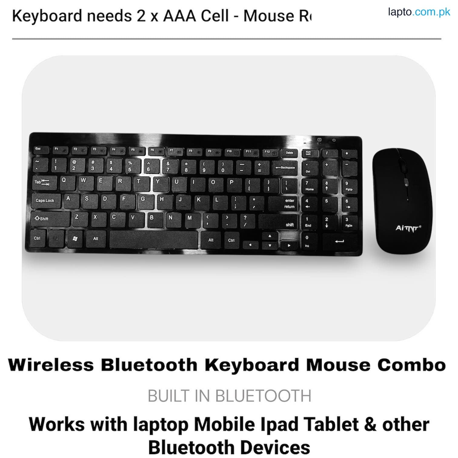 Wireless Keyboard Mouse Combo Bluetooth Ultra slim Design Connect via Bluetooth only