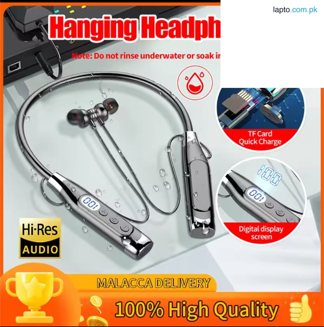 Neckband Bluetooth Neckband Headset Wireless Headphone LED Digital Display Neck-hanging Headphone Be Inserted Card Bluetooth Earbuds Sport Running