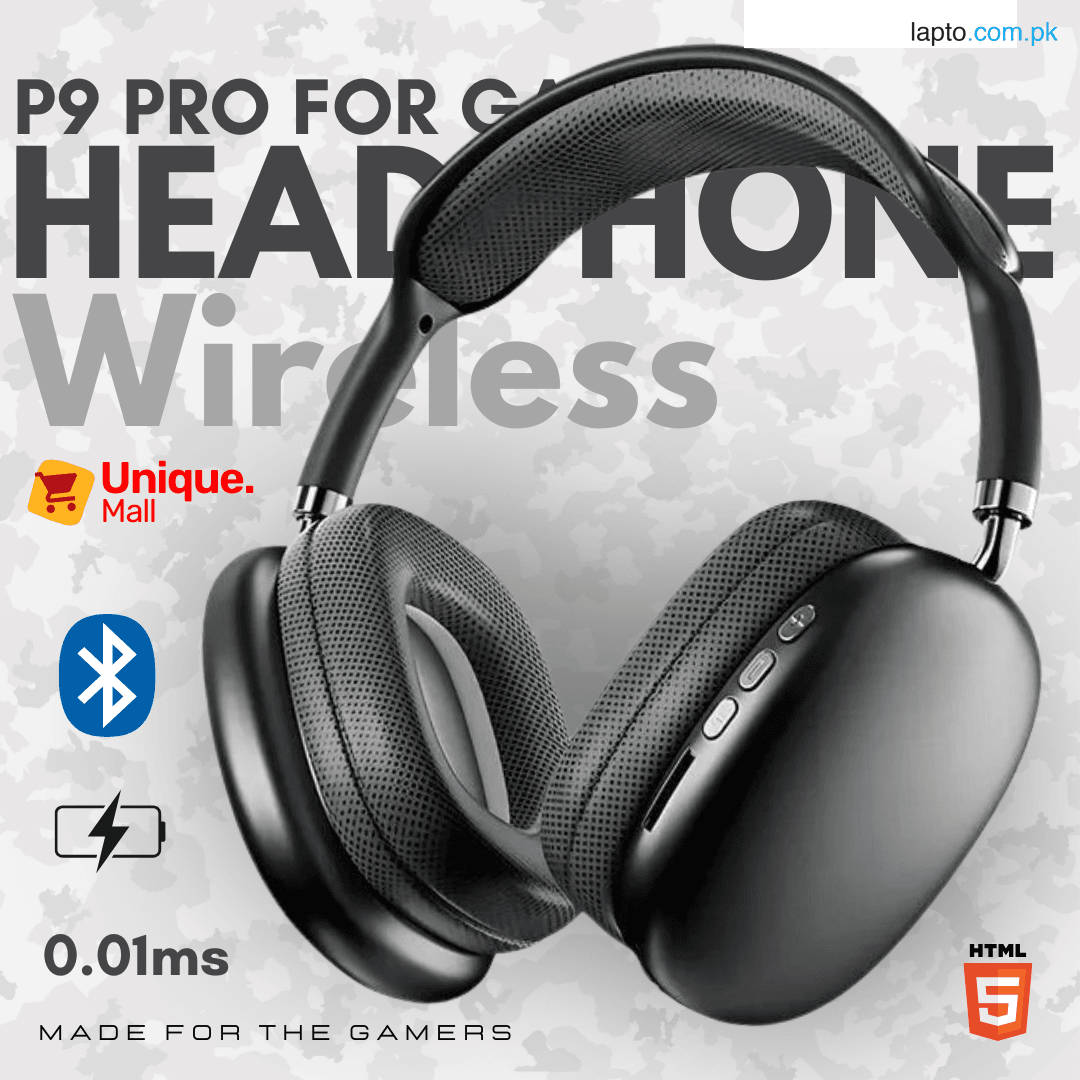 P9 Wireless Bluetooth 5.0 Headphones with Mic | HiFi Stereo Deep Bass Headset for iPhone, Samsung, Xiaomi, Android, Laptop, PC & iPad | Foldable Over-Ear Noise Cancelling Earphones for Gaming, Gym, Travel & Online Classes | Support AUX/TF Card.