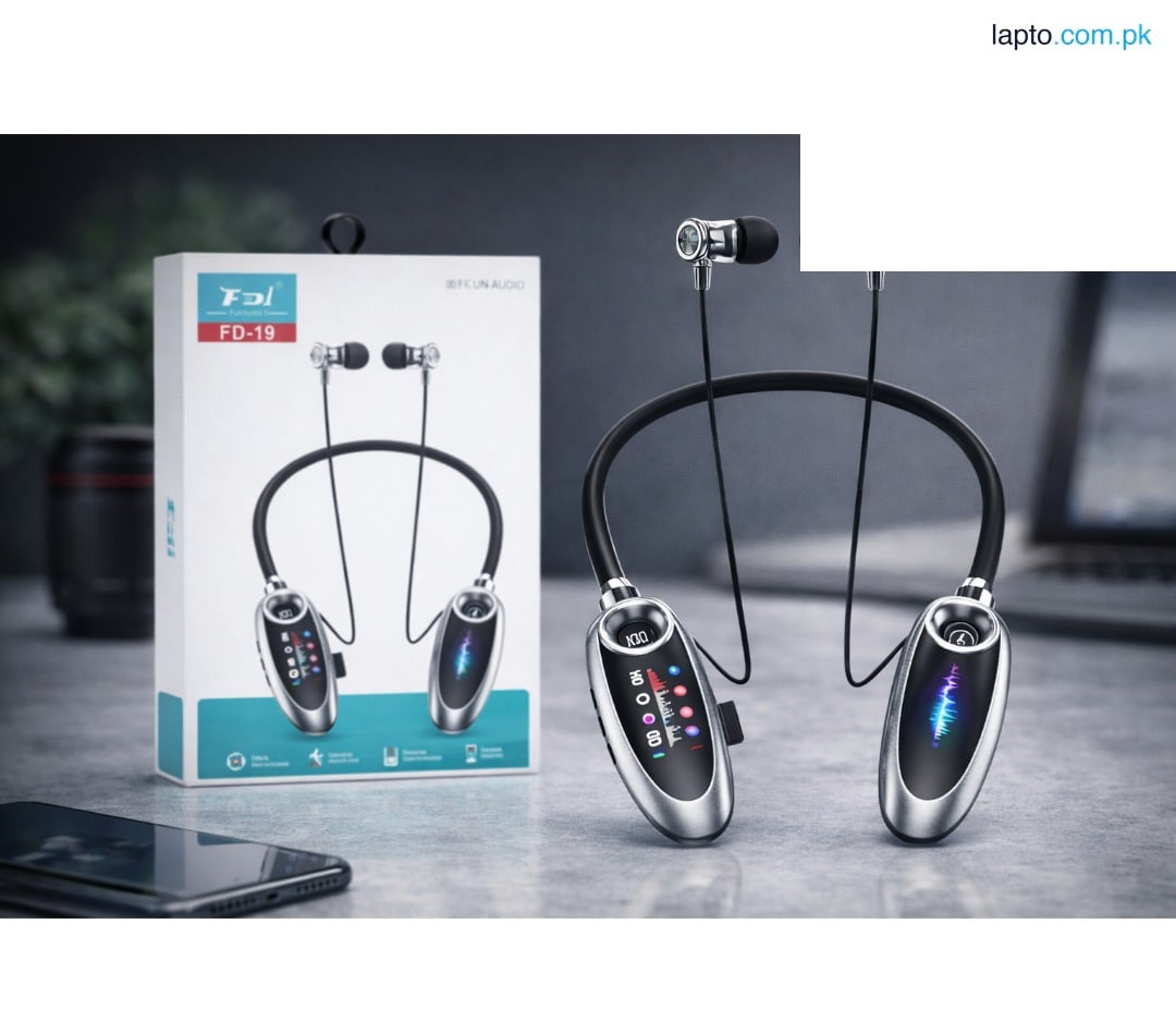 Neckband Colorful Display Screen V5.4 Super Stereo Wireless Sports Headset K-Song Monitor Game Neckband Magnet Digital Battery