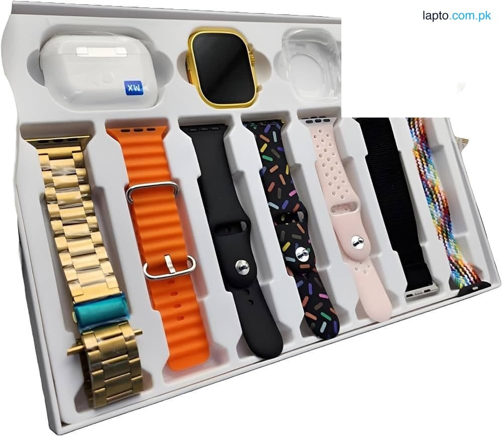 Original i20 Ultra Max Suit Smart Watch 2.3" Display – 7 Straps + Earbuds | Heart Rate, Call, Sleep Monitor | Men Women Boys Girls