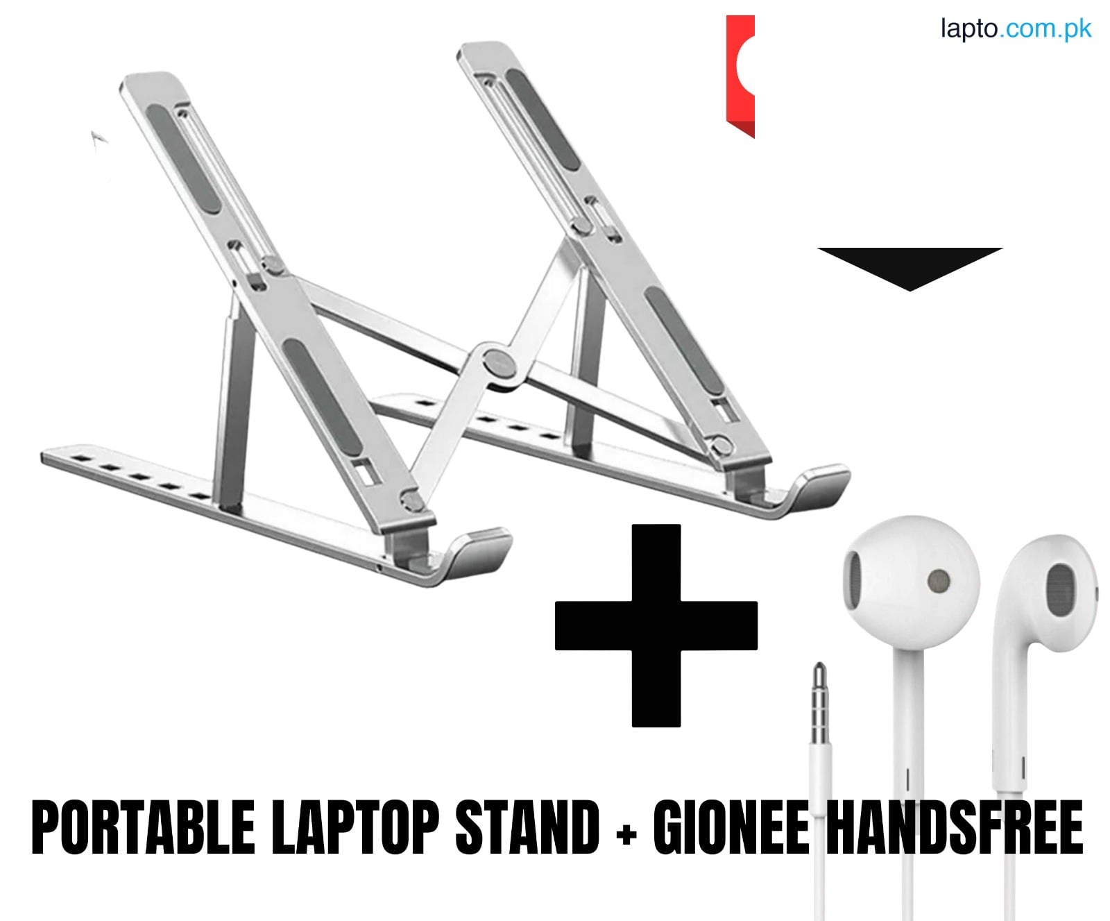 Metal Laptop Stand - Portable Folding Aluminium Laptop Stand - Adjustable Height & Anti Slip Rubber Grips - Compatible with all Sizes of Laptop - Laptop Stand By EC MART