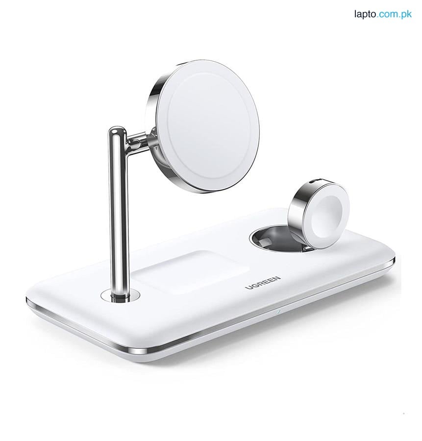 UGreen (90326) 3 IN 1 Magsafe Wireless Charging Station MFI-Certified 15W Fast Charging - White
