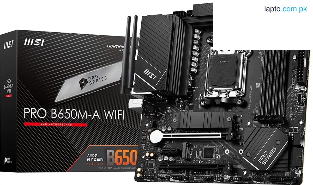 MSI PRO B650M-A WiFi ProSeries Motherboard (AMD AM5, mATX, DDR5, PCIe 4.0, M.2, SATA 6Gb/s, USB 3.2 Gen 2, HDMI/DP, Wi-Fi 6E, AMD Ryzen 7000 Series Desktop Processors)