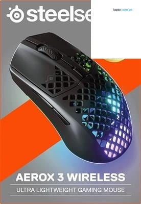 SteelSeries Aerox 3 (2022) Onyx - Pixel-Perfect TrueMove Air Sensor, Wireless Type-C Dongle, Highly Light Weighted Gaming Mouse - 62612