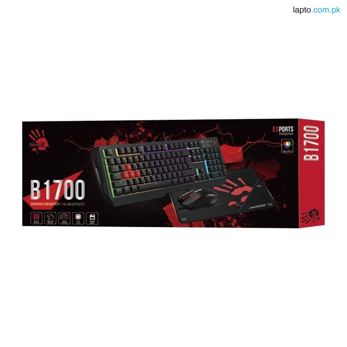 Bloody B1700 Gaming Keyboard and Mouse ( NEON ) Black