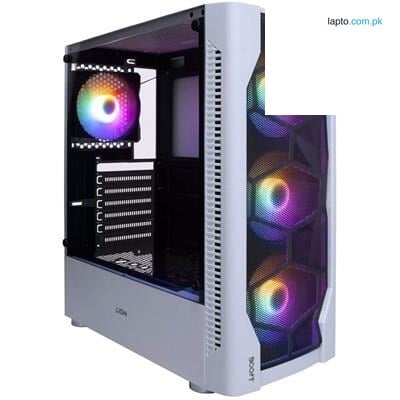 Boost Lion PC Case with Pre Installed 4 RGB Fans (White)