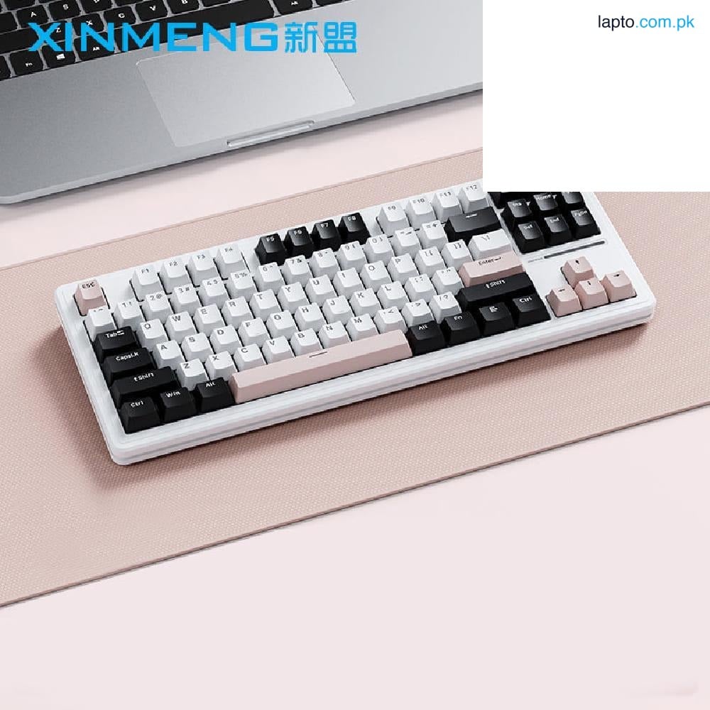 Sama Xinmeng M87 Pro V2 Mechanical Keyboard Three Mode RGB Wireless Gaming Keyboard Custom E-Sports Hot Swap Gasket PC Gamer Office (White Pink, G-Yellow Switch)