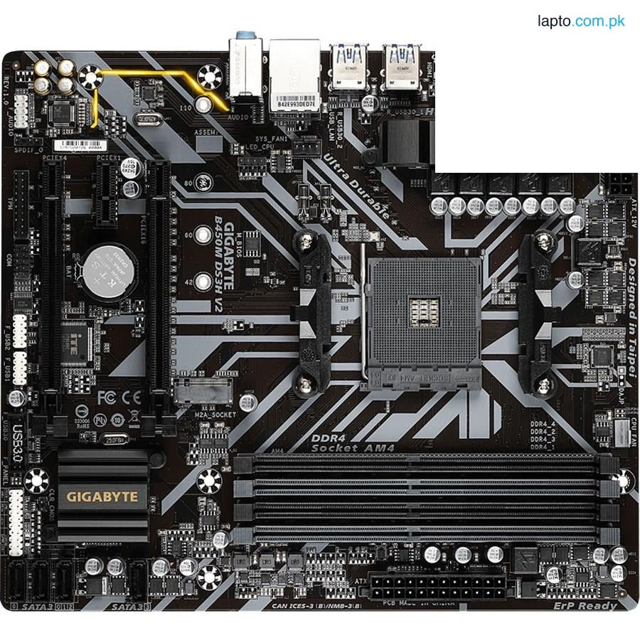 Gigabyte B450M DS3H V2 AMD AM4 Motherboard | Ultra Durable Build, Digital VRM, and RGB LED Support