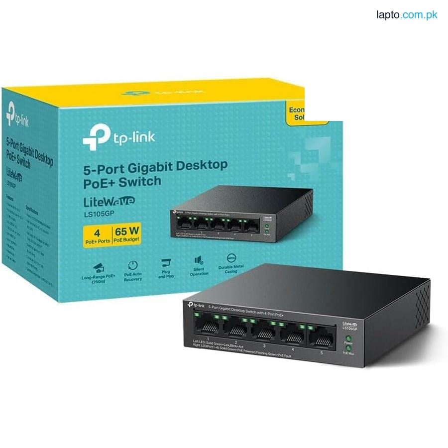 TP-Link LS105GP | 5-Port Gigabit Desktop Switch with 4-Port PoE+ | LiteWave Unmanaged Switch - 65 W PoE Budget