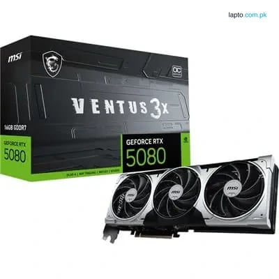 MSI GeForce RTX 5080 16G VENTUS 3X OC PLUS Graphics Card, 2655MHz Extreme, 2640MHz Boost, 16GB GDDR7, PCIe Gen5, 256-bit, DisplayPort x3, HDMI x1