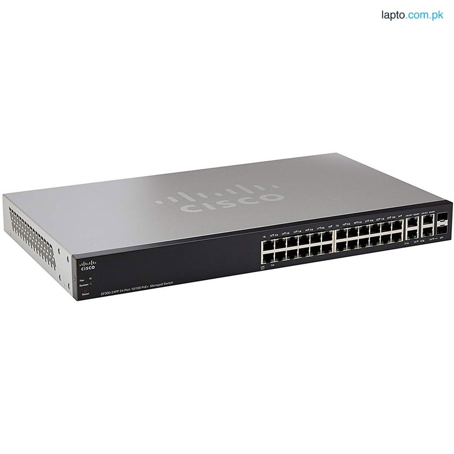 CISCO SF300-24PP-K9 24-Port 10/100 PoE+ Managed Switch w/Gig Uplinks