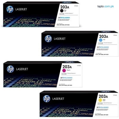 HP 203A Original Laserjet Toners Complete Set - (CF540A/CF541A/CF542A/CF543A)
