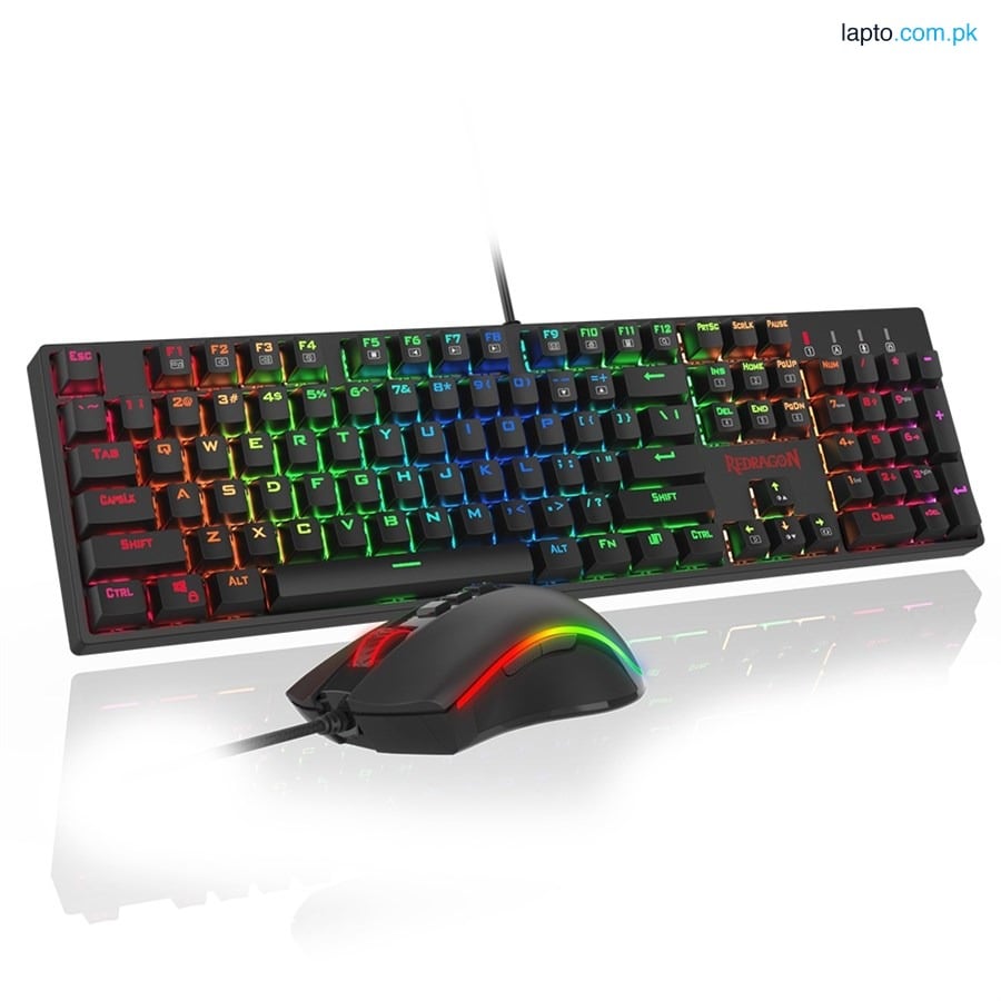 Redragon K582-BA Wired Mechanical Gaming Keyboard & M711 Cobra Gaming Mouse Combo, 10,000DPI, 7 Prog