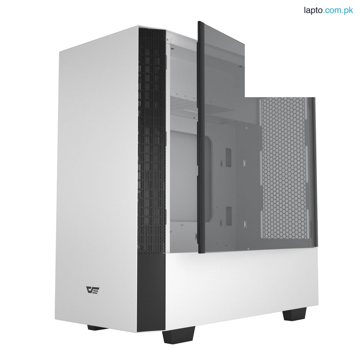 darkFlash V22 White Mid Tower ATX Case Open Door Tempered Glass Panel Casing