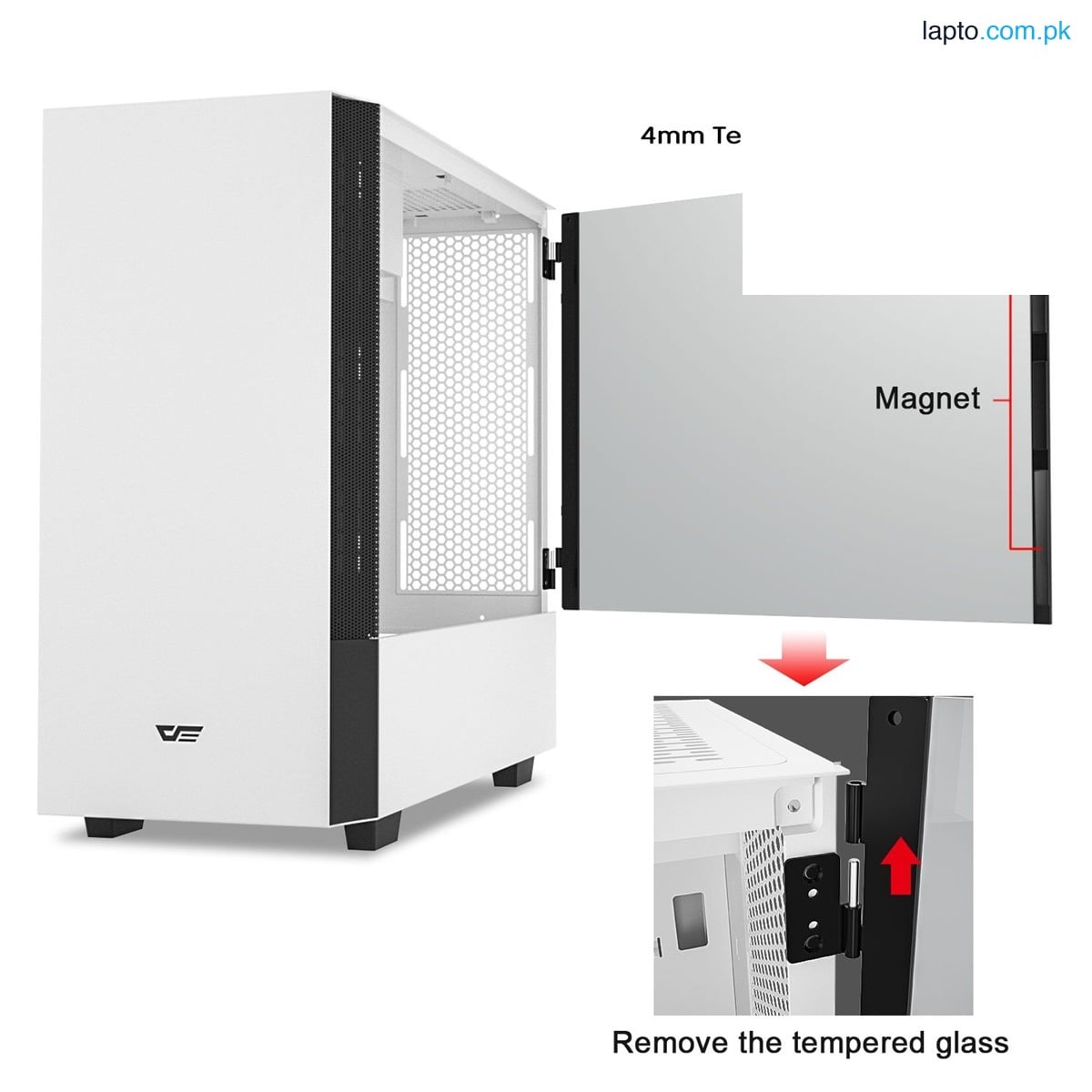 darkFlash DLX22 White ATX Computer Case with Graphics card holder & Mesh Front Panel
