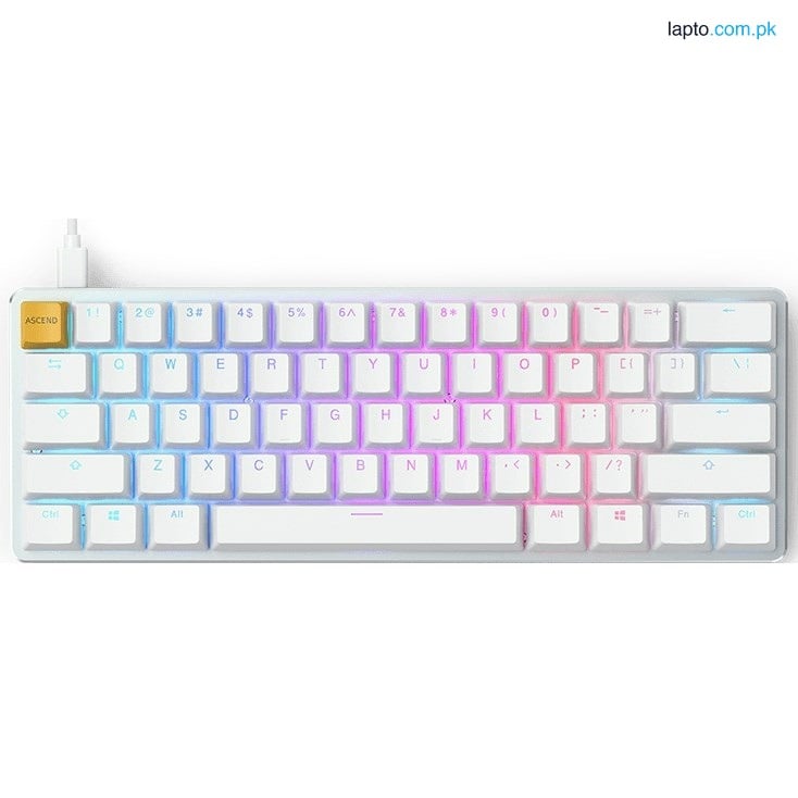 Glorious GMMK Modular Mechanical Keyboard - Compact, White Ice Edition, GLO-GMMK-COM-BRN-W