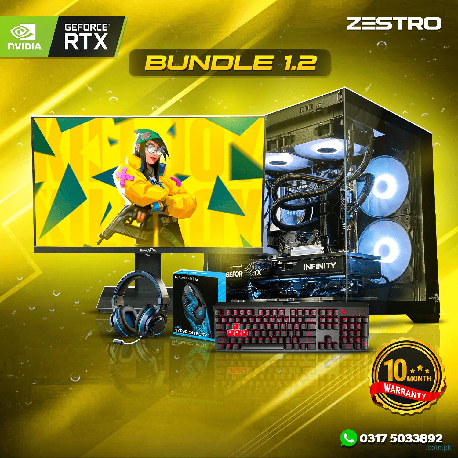 Bundle 1.2 – AMD Ryzen 5 8400F | RTX 5060 8GB| 32GB RAM | 24 Inch 160Hz Gaming Monitor