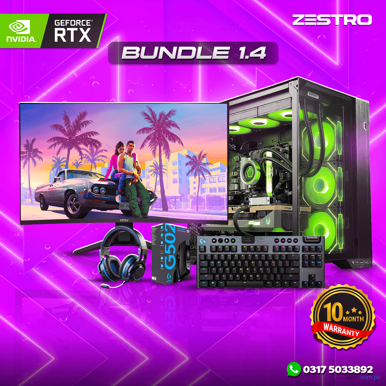 Bundle 1.4 – Intel 14700KF | RTX 5070 12GB | 32GB DDR5 RAM | 34 Inch 180Hz Monitor