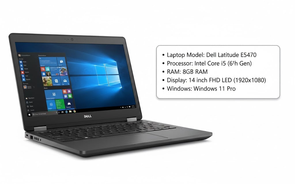 Laptop Dell Latitude E5470 Core i5 6th Gen 8GB RAM 256GB SSD 14'' FHD LED Windows Pro 11