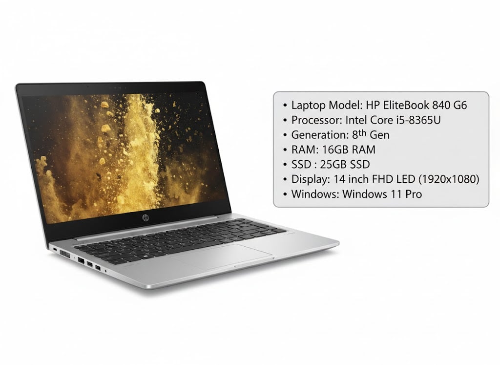 Laptop HP EliteBook 840 G6 Core i5 8th GEN 16GB RAM 256GB SSD 14'' FHD LED Windows Pro 11