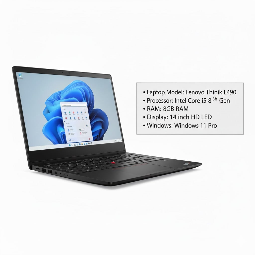 Laptop Lenovo ThinkPad L490 Core i5 8th Gen , 8GB, 256GB SSD, 14″ HD LED, Win 11 Pro