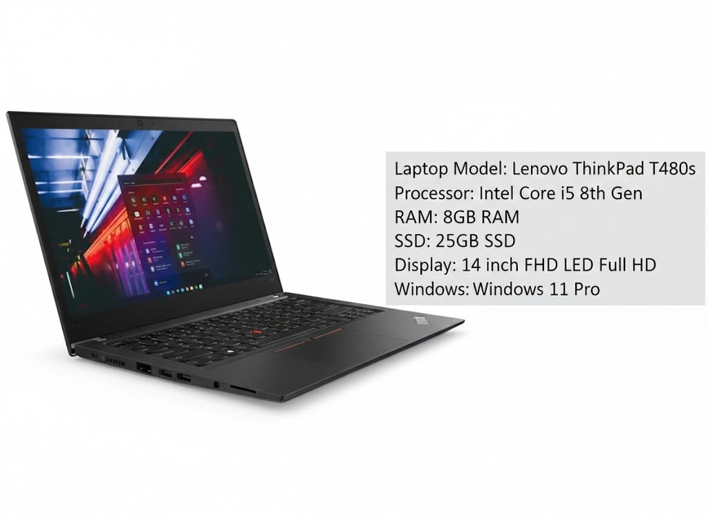 Laptop Lenovo ThinkPad T480s Core i5 8th Gen 8GB RAM 256GB SSD 14'' FHD LED Full HD Windows Pro 11