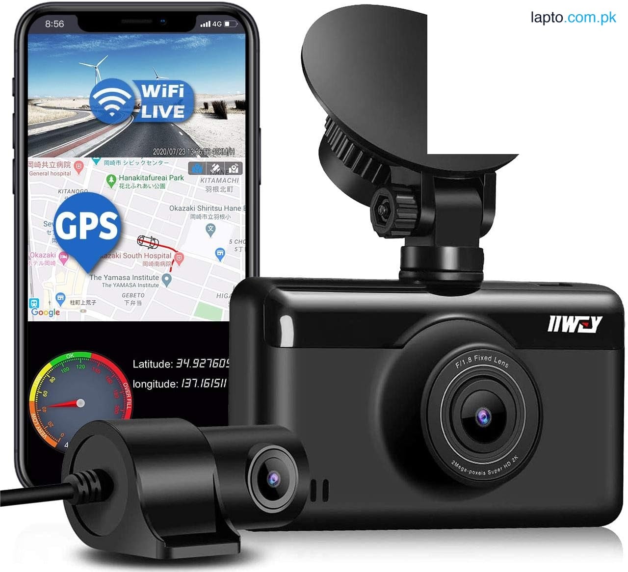 IIWEY S1 Dual Dash Cam 2K & 1080P with Built-in WIFI & GPS, 3" Touch Screen Dash Camera( OPEN BOX)