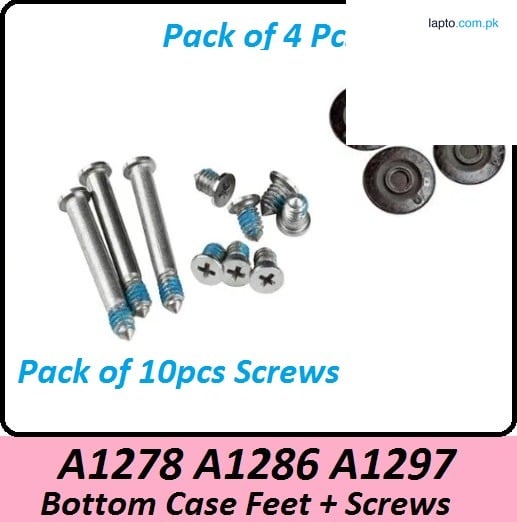 Pack of 4pc Bottom Case Feet , 10pc Screws Set Kit For Macbook Pro A1278/A1286/A1297 - High-Quality Replacement Parts