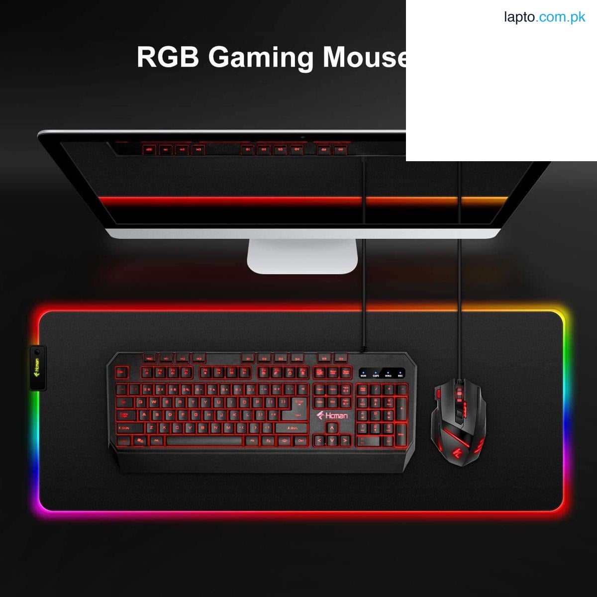 RGB Gaming Mouse Pad Large (800×300×4mm) XXL Extended Led Mousepad with Non-Slip Rubber Base, Soft Computer Keyboard Pad,for , PC, Laptop, Desk - Black