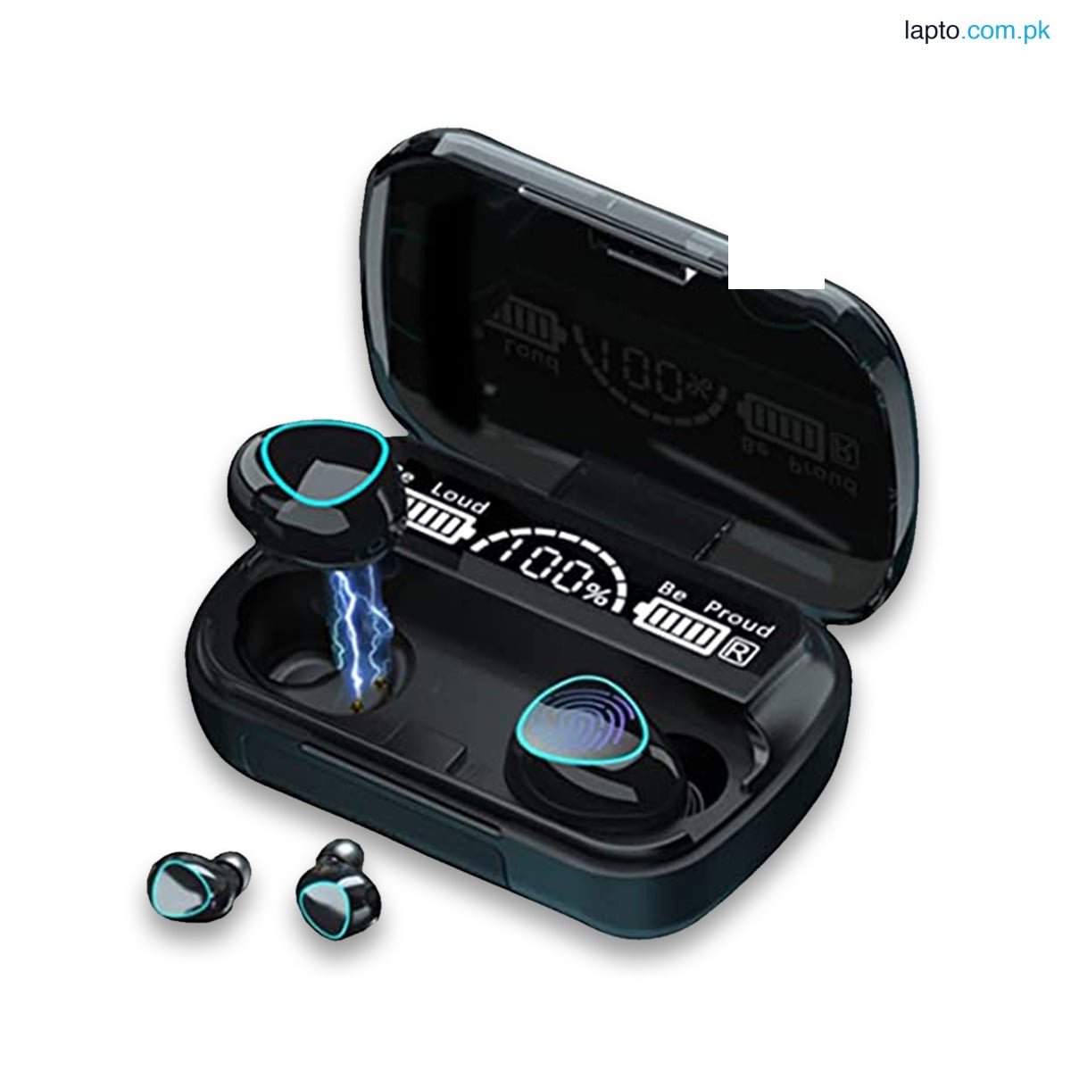 M10 and i12 TWS Wireless Bluetooth Earbuds V5.0 with Touch Sensor and Built-in Mic, True Stereo, 10m Transmission, Charging Case, Sports Headset for All Bluetooth Devices - Black