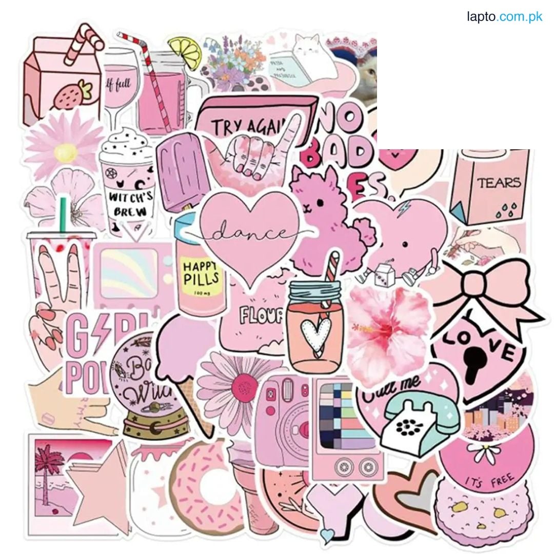 50 pcs cartoon pink style girl stickers for guitar phonecase laptop