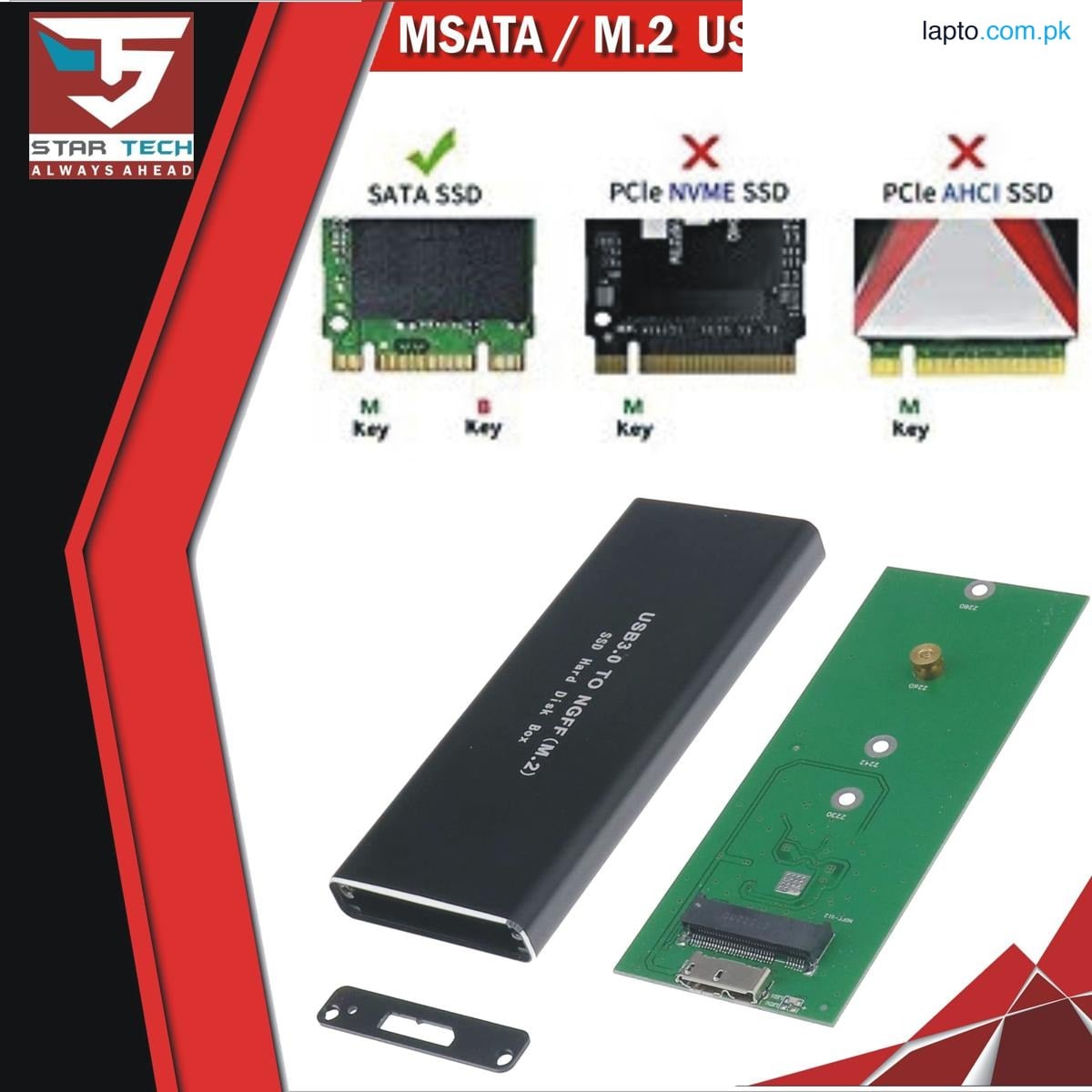 2242 2260 2280mm M.2 NGFF (SATA) SSD To USB 3.0 External HD Hard Drive Enclosure Storage Case