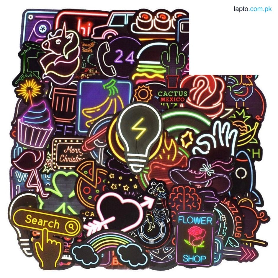 50 pcs neon stickers for phonecase laptop journaling customize your own stickers