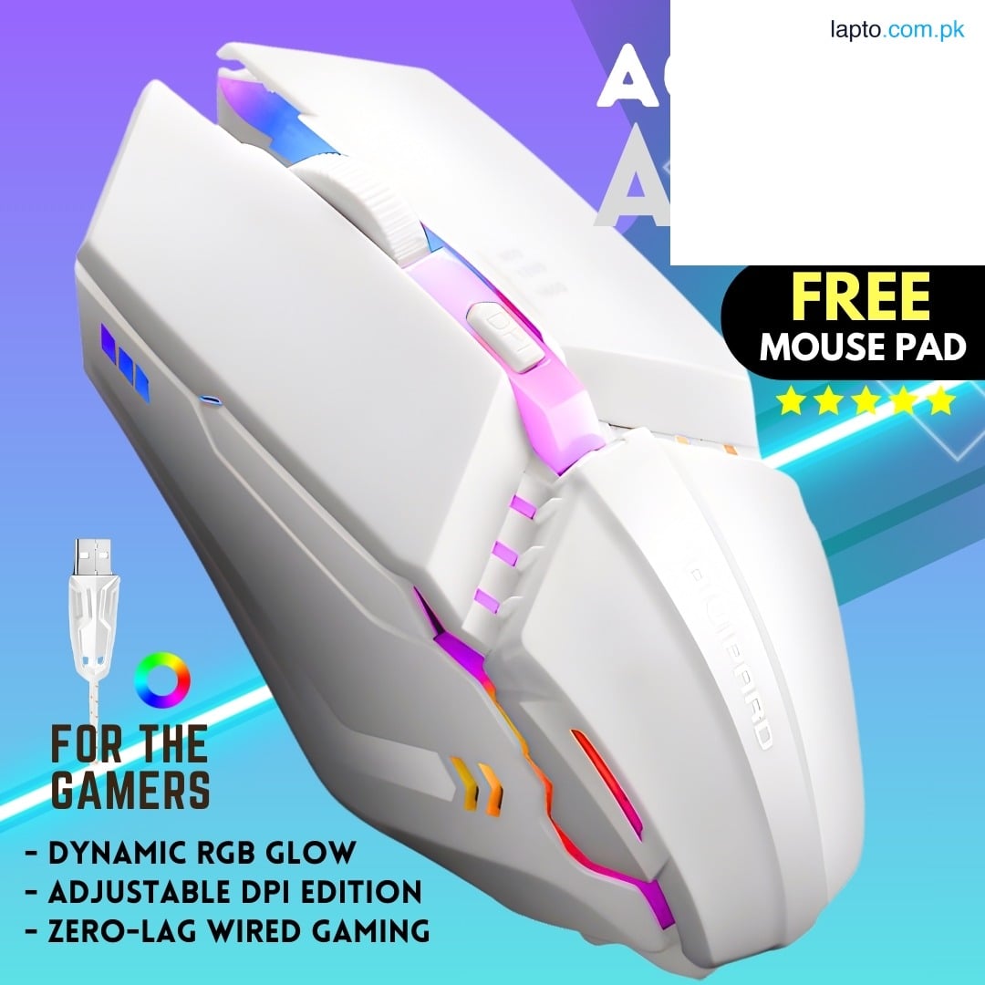 AMG 2 RGB Wired Gaming Mouse + Free Mouse Pad – 4D Optical USB Mouse with Adjustable DPI, 4 Programmable Buttons, Ergonomic Anti-Slip Grip, Durable Tangle-Free Cable, and Dynamic RGB LED Lighting – Perfect for PC & Laptop Gaming