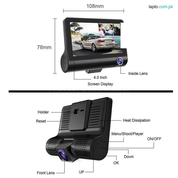 Universal Car DVR Dash Camera, FHD 1080P 170° Wide Angle Car DVR Rearview Video Dash Cam Recorder Camera LCD Screen