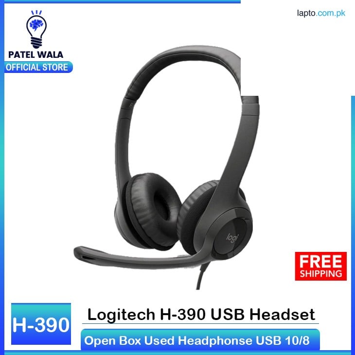 ( Branded Without Box ) H390 Wired Headset, Stereo Headphones with Noise-Cancelling Microphone, USB, In-Line Controls, PC/Mac/Laptop - Black USB Headset / Headphone with Noise Cancelling Mic ( H390, H340 H111 H110 ) )