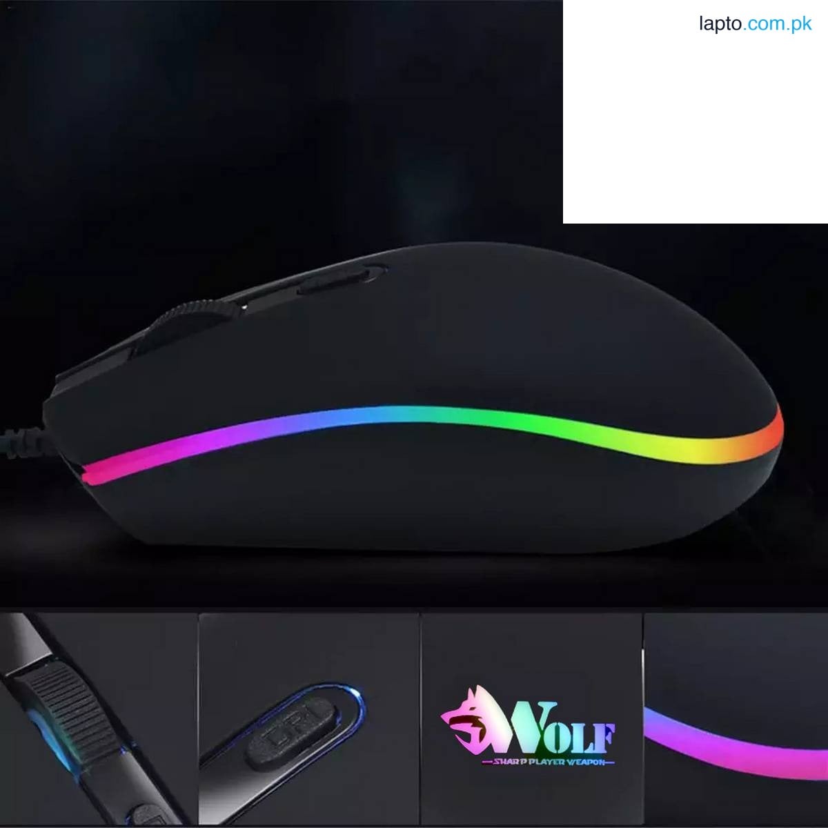 Kebidu Gaming Mouse 6 Button 4 Speed DPI 7 Color Breathing Backlight Mute USB Mouse