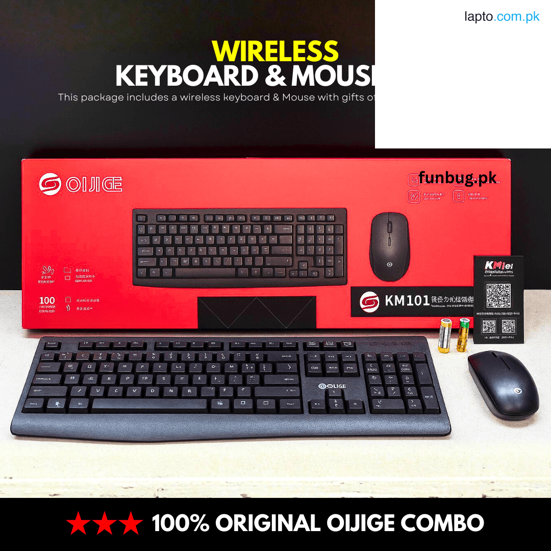 Original Monster KM3 Wireless Keyboard and Mouse Combo with FREE Mouse Pad– 2in1 Mouse and Keyboard Set with Ergonomic Design with Changeable Batteries - 104 Keys - By FunBug